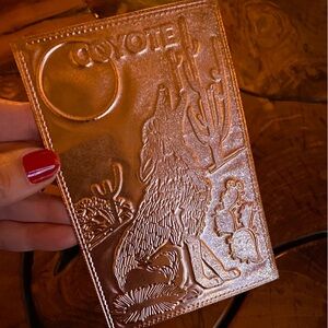 Vintage  Kopper Kard Postcard Embossed Copper Coyote Southwest Desert Wildlife